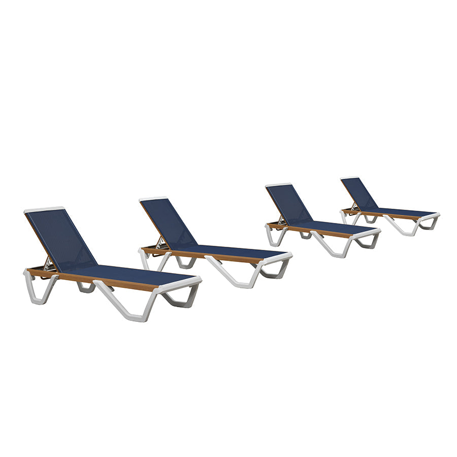 PURPLE LEAF Patio Lounge Chair Set White Chaise Lounge Chairs Five-Position Adjustable Plastic Stackable Chaise for Pool Sunbathing Beach Deck Outdoor
