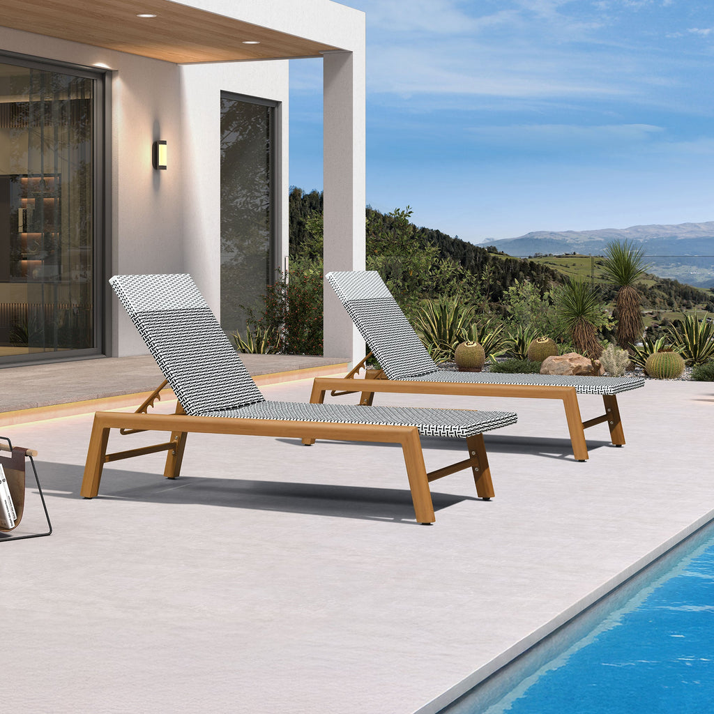 PURPLE LEAF Pool Oversized Lounge Chairs Rattan Aluminium Patio Chaise Lounge Outdoor Adjustable Recliner Finish Loungers Woven PE Sun Chairs for Poolside Deck Beach