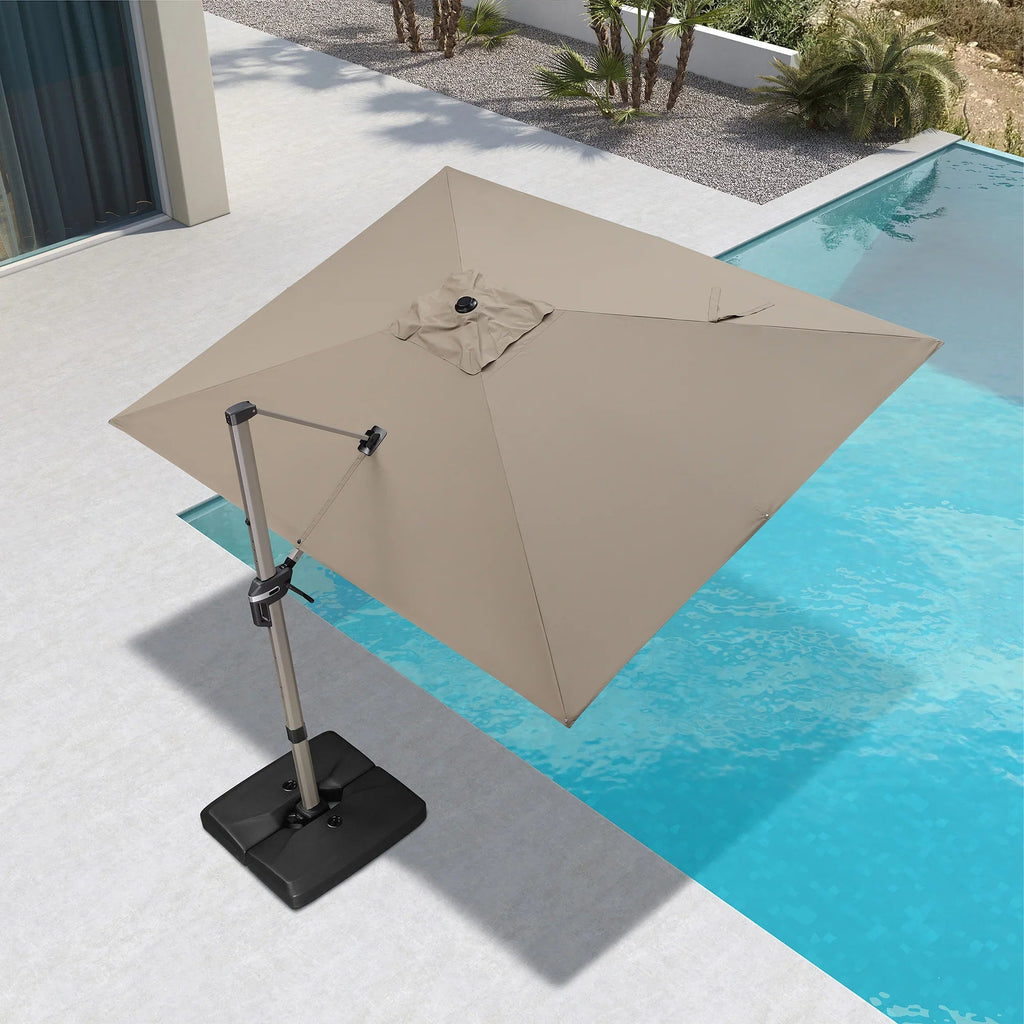 PURPLE LEAF Hailar Deluxe Aluminum Patio Umbrella with Base, Square and Rectangular Umbrella