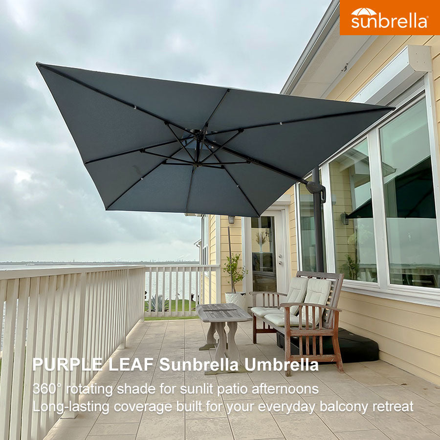PURPLE LEAF SUNBRELLA Cantilever Umbrella Grey Aluminum Patio Umbrella