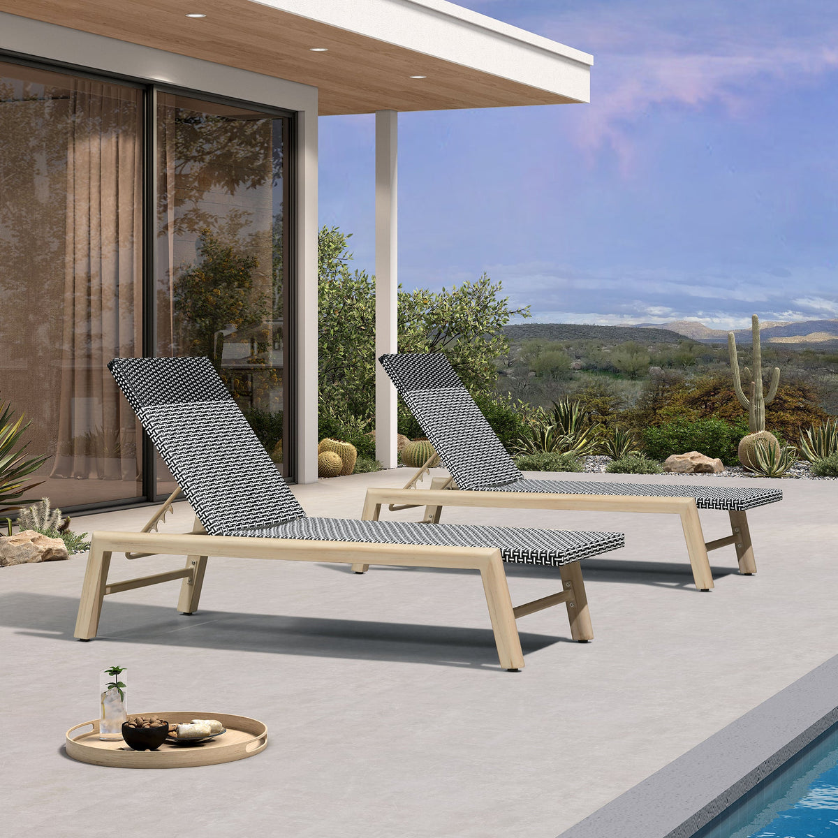 PURPLE LEAF Pool Oversized Lounge Chairs Rattan Aluminium Patio Chaise Lounge Outdoor Adjustable Recliner Finish Loungers Woven PE Sun Chairs for Poolside Deck Beach