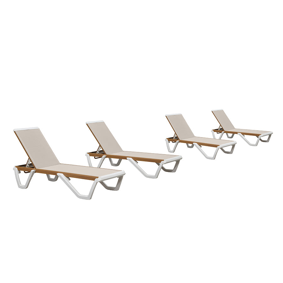 PURPLE LEAF Patio Lounge Chair Set White Chaise Lounge Chairs Five-Position Adjustable Plastic Stackable Chaise for Pool Sunbathing Beach Deck Outdoor