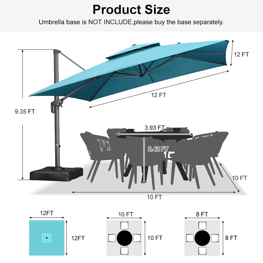 PURPLE LEAF Cantilever Patio Umbrella Gray Pole Outdoor Umbrella with UV Protection