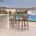 PURPLE LEAF Outdoor Bar Stools Set of 2 for Overweight Wicker Rattan Patio Barstools Woven Modern Bar Chairs with Backrest and Cushions for Garden Outside