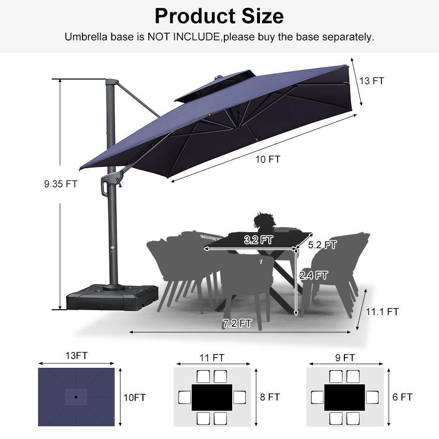 PURPLE LEAF Cantilever Patio Umbrella Gray Pole Outdoor Umbrella with UV Protection