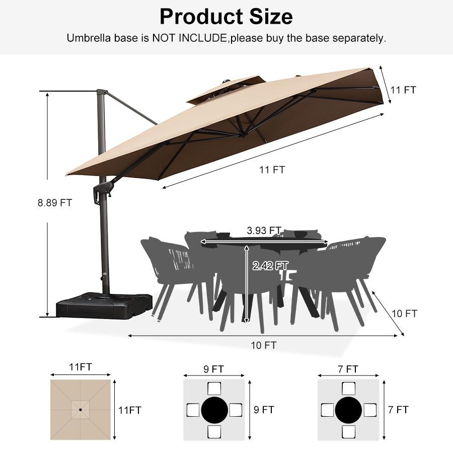 PURPLE LEAF Cantilever Patio Umbrella Gray Pole Outdoor Umbrella with UV Protection