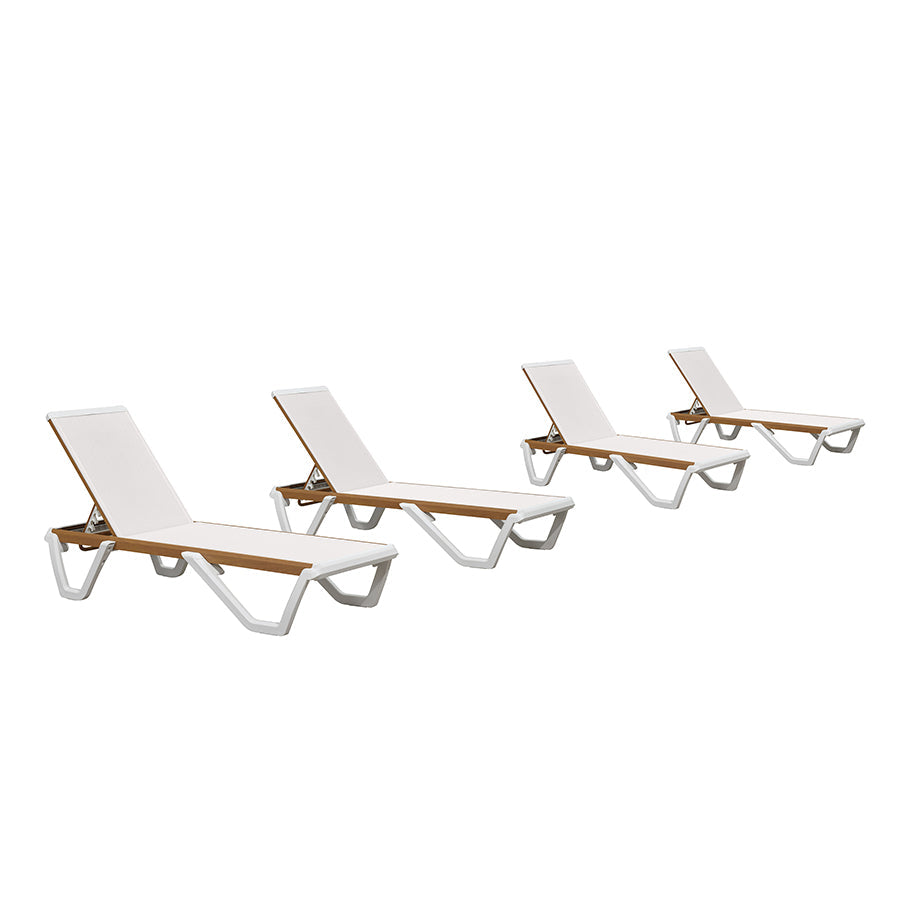 PURPLE LEAF Patio Lounge Chair Set White Chaise Lounge Chairs Five-Position Adjustable Plastic Stackable Chaise for Pool Sunbathing Beach Deck Outdoor
