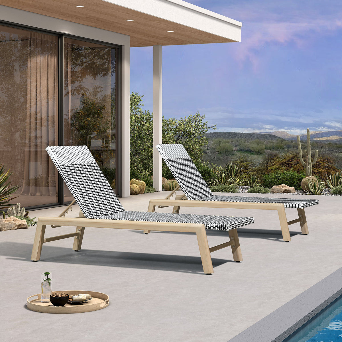 PURPLE LEAF Pool Oversized Lounge Chairs Rattan Aluminium Patio Chaise Lounge Outdoor Adjustable Recliner Finish Loungers Woven PE Sun Chairs for Poolside Deck Beach