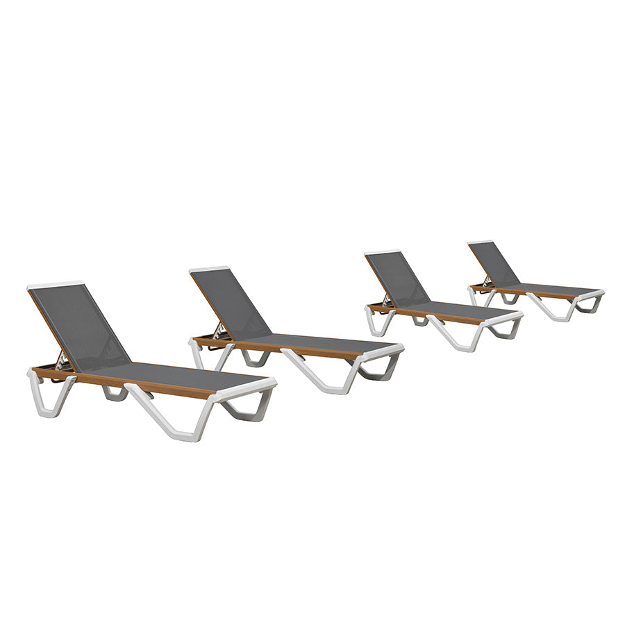 PURPLE LEAF Patio Lounge Chair Set White Chaise Lounge Chairs Five-Position Adjustable Plastic Stackable Chaise for Pool Sunbathing Beach Deck Outdoor