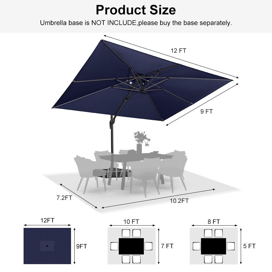 PURPLE LEAF Cantilever Patio Umbrella Gray Pole Outdoor Umbrella with UV Protection