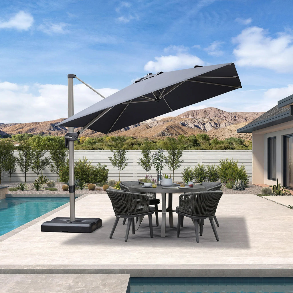 PURPLE LEAF Hailar Deluxe Aluminum Patio Umbrella with Base, Square and Rectangular Umbrella