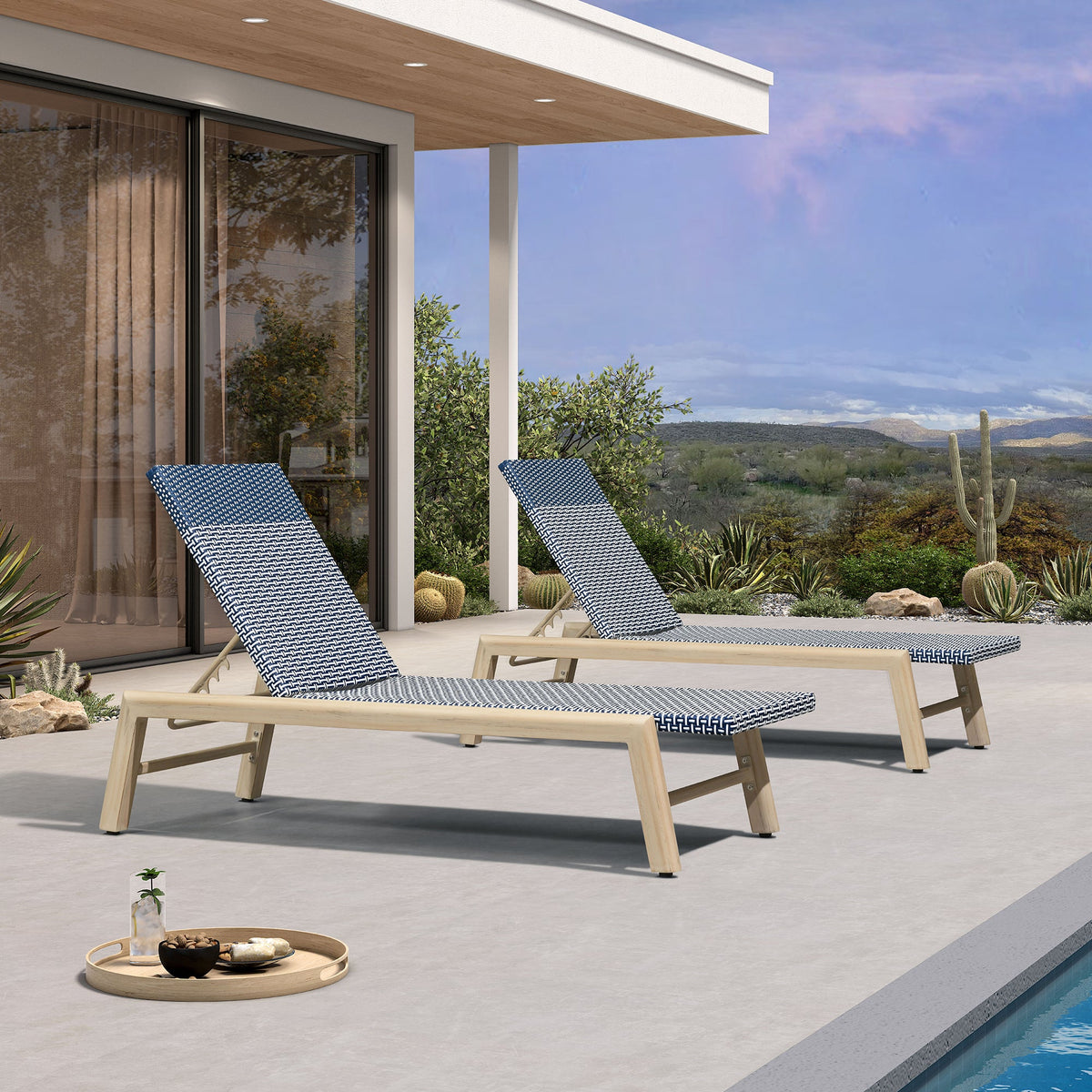 PURPLE LEAF Pool Oversized Lounge Chairs Rattan Aluminium Patio Chaise Lounge Outdoor Adjustable Recliner Finish Loungers Woven PE Sun Chairs for Poolside Deck Beach