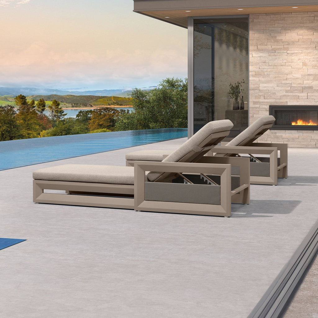 PURPLE LEAF Caesar Outdoor Chaise Lounge 2 in 1 Design Reclining Lounger Chair with Cushion Deluxe Aluminum Oversize Pool Lounge Chairs with Armrests & Backrest for Patio Poolside Backyard