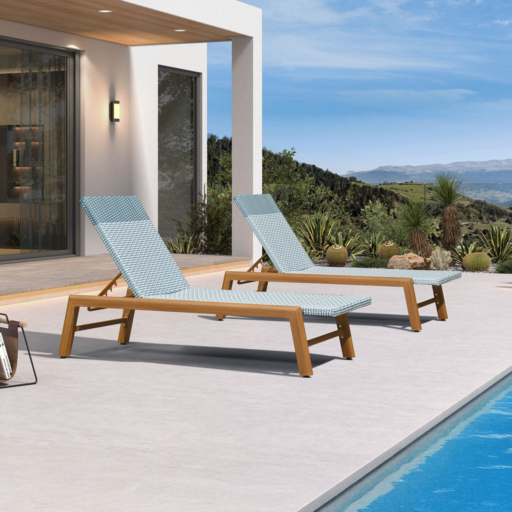 PURPLE LEAF Pool Oversized Lounge Chairs Rattan Aluminium Patio Chaise Lounge Outdoor Adjustable Recliner Finish Loungers Woven PE Sun Chairs for Poolside Deck Beach