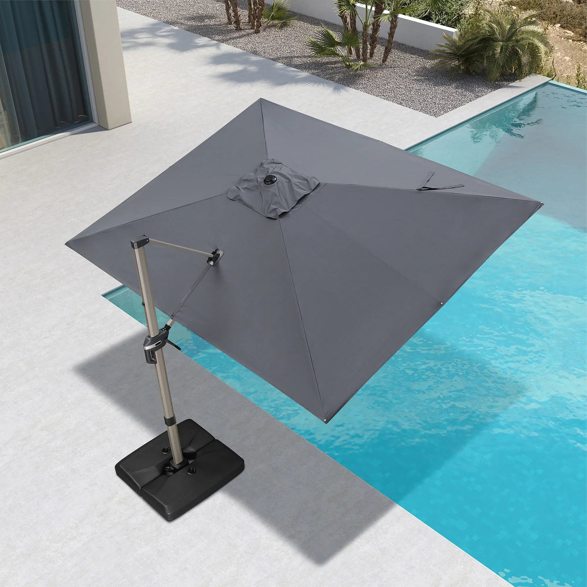PURPLE LEAF Hailar Deluxe Aluminum Patio Umbrella with Base, Square and Rectangular Umbrella