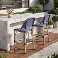 PURPLE LEAF Outdoor Bar Height Stools Set of 2 French Country Patio Rattan Bar Stool Chairs Outdoor Armless Barstools for Porch Garden Indoor Kitchen