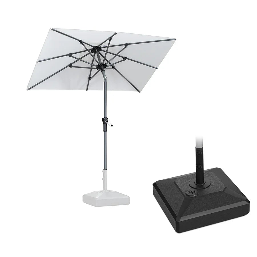 PURPLE LEAF Crank and Tilt Rectangular Outdoor Patio Market Umbrella with Base