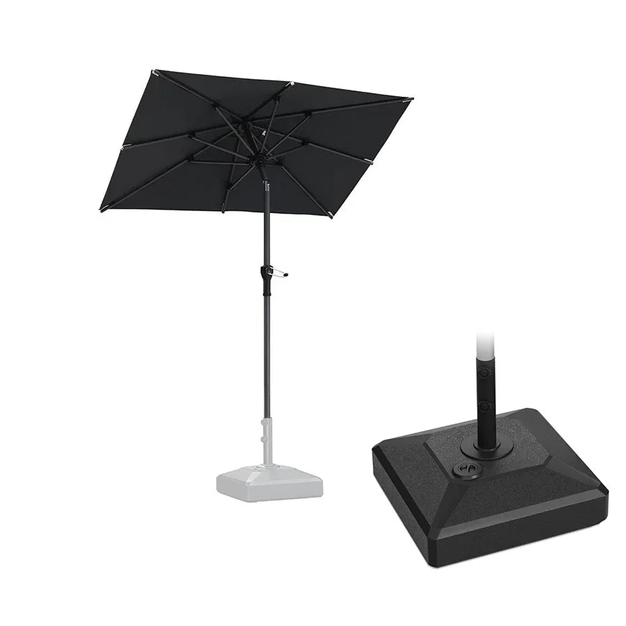 PURPLE LEAF Crank and Tilt Rectangular Outdoor Patio Market Umbrella with Base