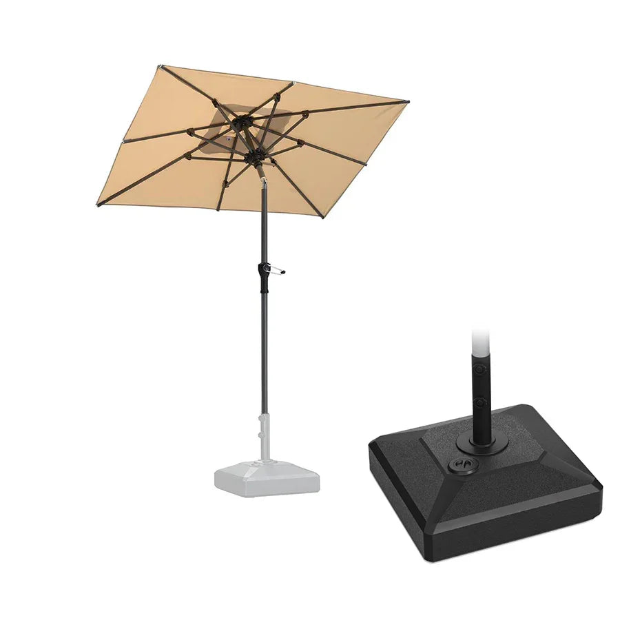 PURPLE LEAF Crank and Tilt Rectangular Outdoor Patio Market Umbrella with Base