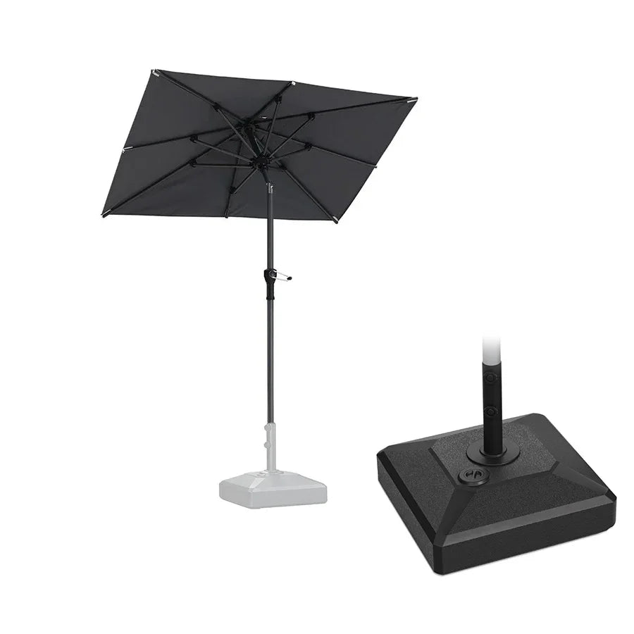 PURPLE LEAF Crank and Tilt Rectangular Outdoor Patio Market Umbrella with Base