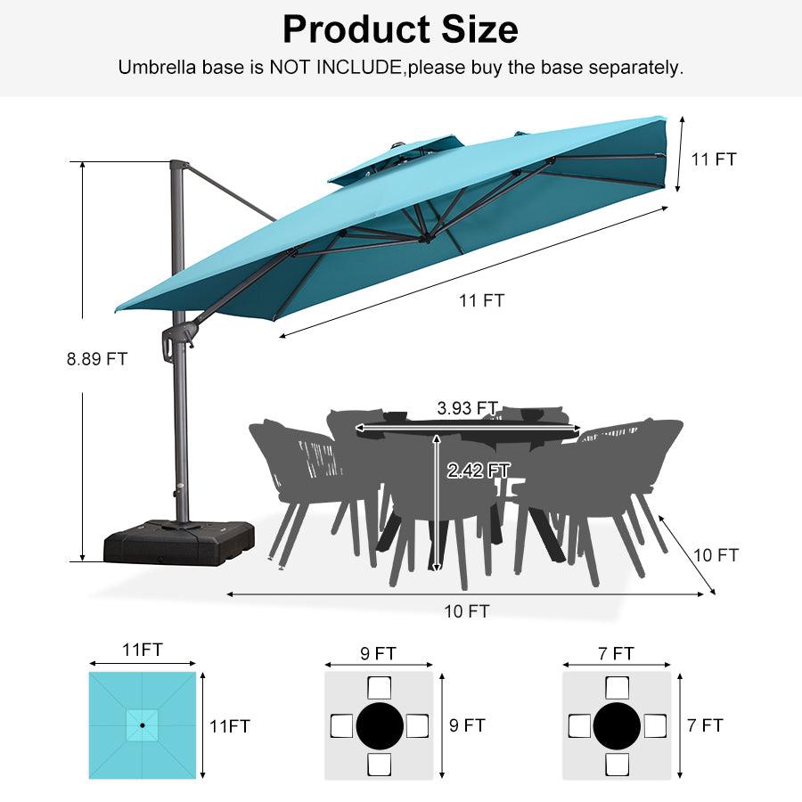 PURPLE LEAF Cantilever Patio Umbrella Gray Pole Outdoor Umbrella with UV Protection
