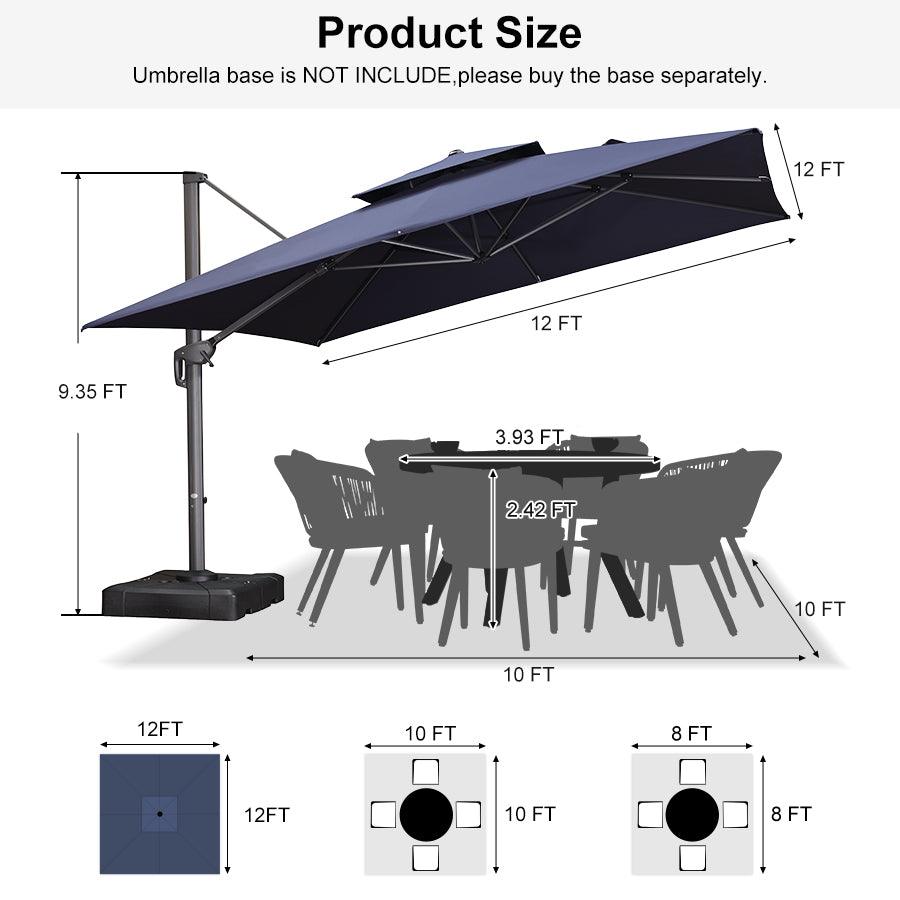 PURPLE LEAF Cantilever Patio Umbrella Gray Pole Outdoor Umbrella with UV Protection