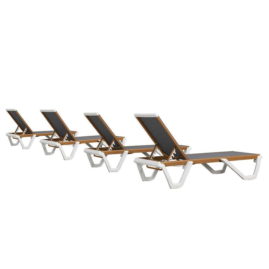 PURPLE LEAF Patio Lounge Chair Set White Chaise Lounge Chairs Five-Position Adjustable Plastic Stackable Chaise for Pool Sunbathing Beach Deck Outdoor