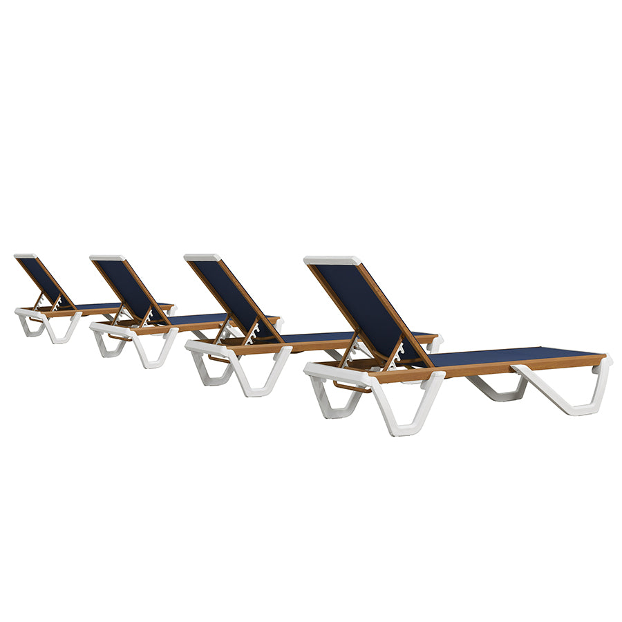 PURPLE LEAF Patio Lounge Chair Set White Chaise Lounge Chairs Five-Position Adjustable Plastic Stackable Chaise for Pool Sunbathing Beach Deck Outdoor