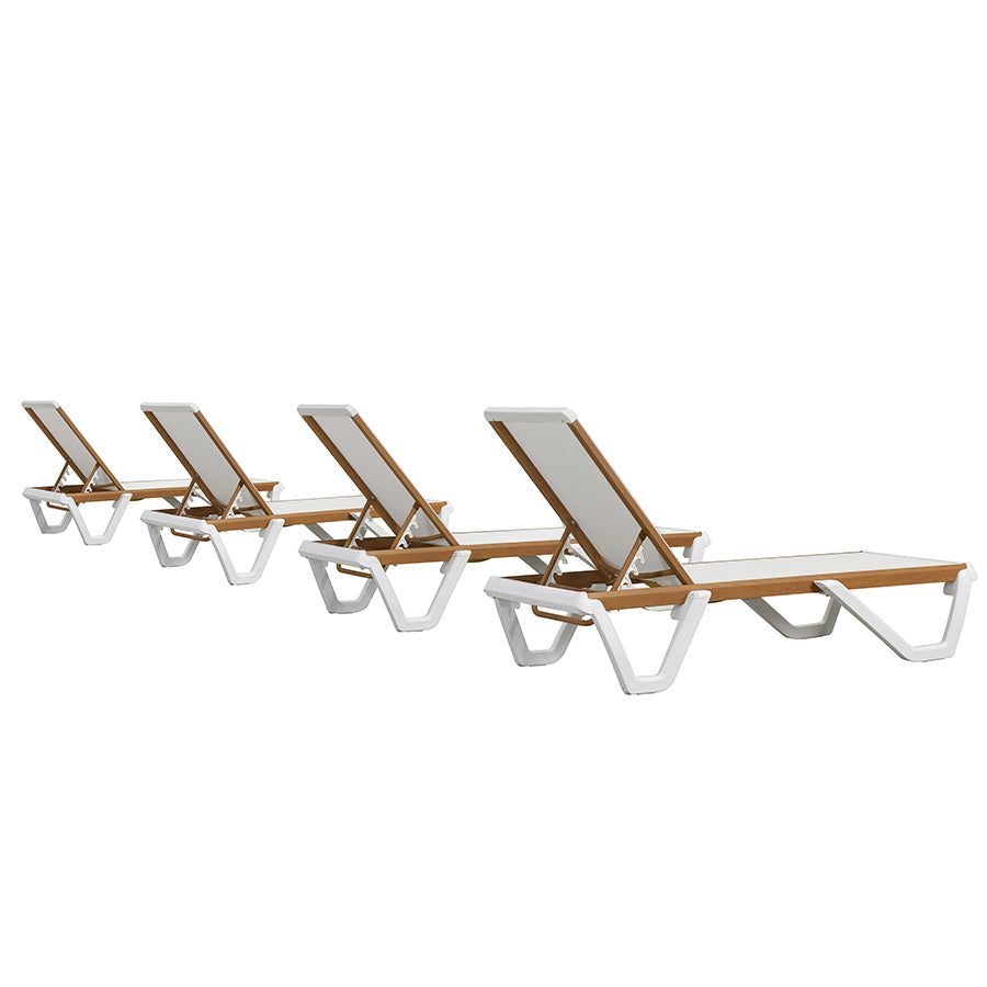PURPLE LEAF Patio Lounge Chair Set White Chaise Lounge Chairs Five-Position Adjustable Plastic Stackable Chaise for Pool Sunbathing Beach Deck Outdoor