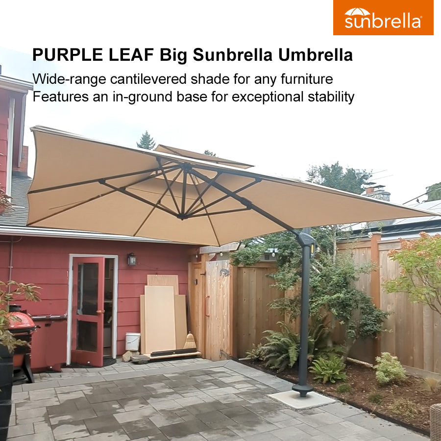 PURPLE LEAF SUNBRELLA Cantilever Umbrella Grey Aluminum Patio Umbrella