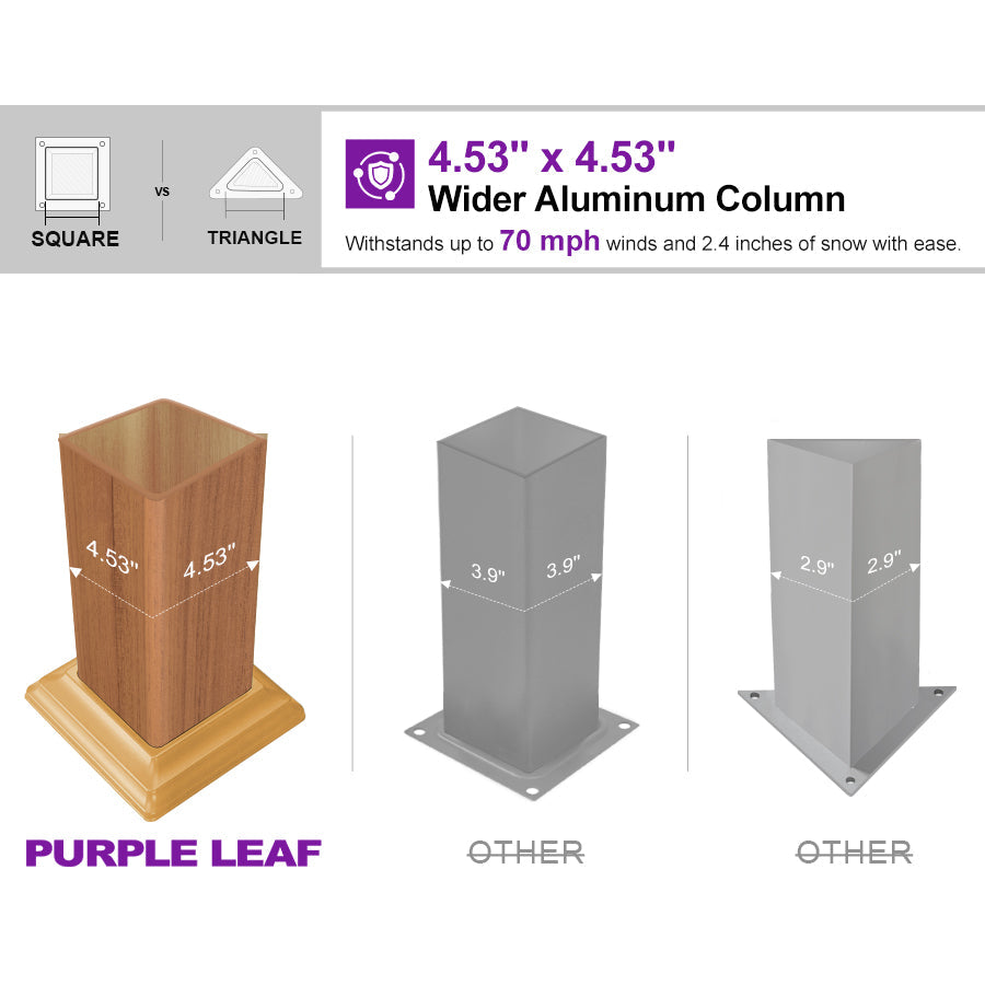 PURPLE LEAF Caesar Louvered Pergola with Yellow Lights Wood Grain Frame Gray Roof Aluminum Pergola with Adjustable Roof  Hardtop Gazebo for Outdoor Deck Garden Yard