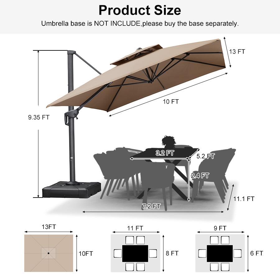 PURPLE LEAF Cantilever Patio Umbrella Gray Pole Outdoor Umbrella with UV Protection