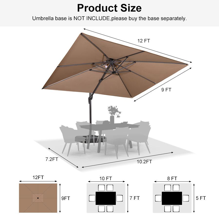 PURPLE LEAF Cantilever Patio Umbrella Gray Pole Outdoor Umbrella with UV Protection
