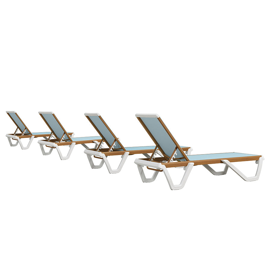 PURPLE LEAF Patio Lounge Chair Set White Chaise Lounge Chairs Five-Position Adjustable Plastic Stackable Chaise for Pool Sunbathing Beach Deck Outdoor