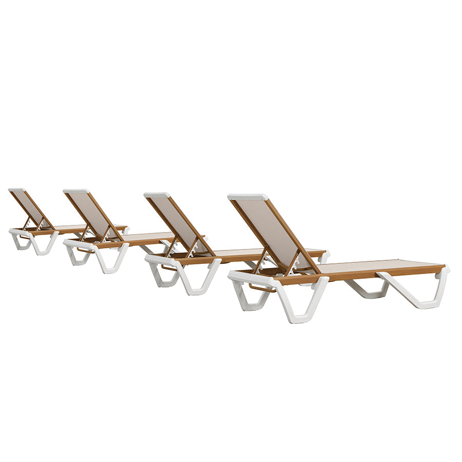 PURPLE LEAF Patio Lounge Chair Set White Chaise Lounge Chairs Five-Position Adjustable Plastic Stackable Chaise for Pool Sunbathing Beach Deck Outdoor