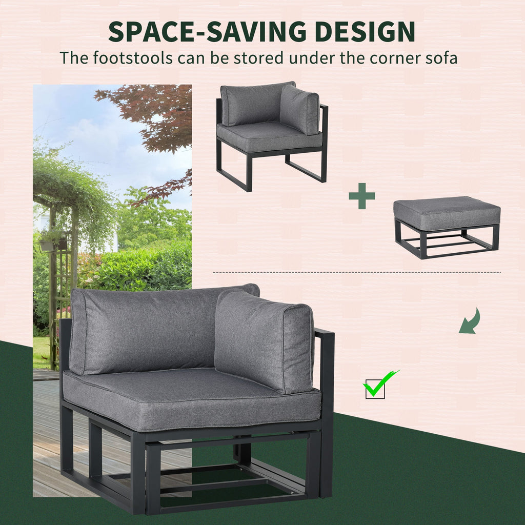 6pc Outdoor Patio Furniture Set with Daybed and Footstools, Grey