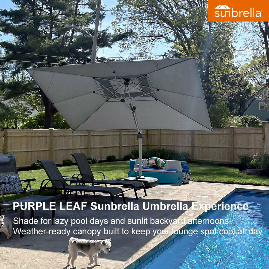 PURPLE LEAF – Parasol de terrasse Premium Classic SUNBRELLA déporté