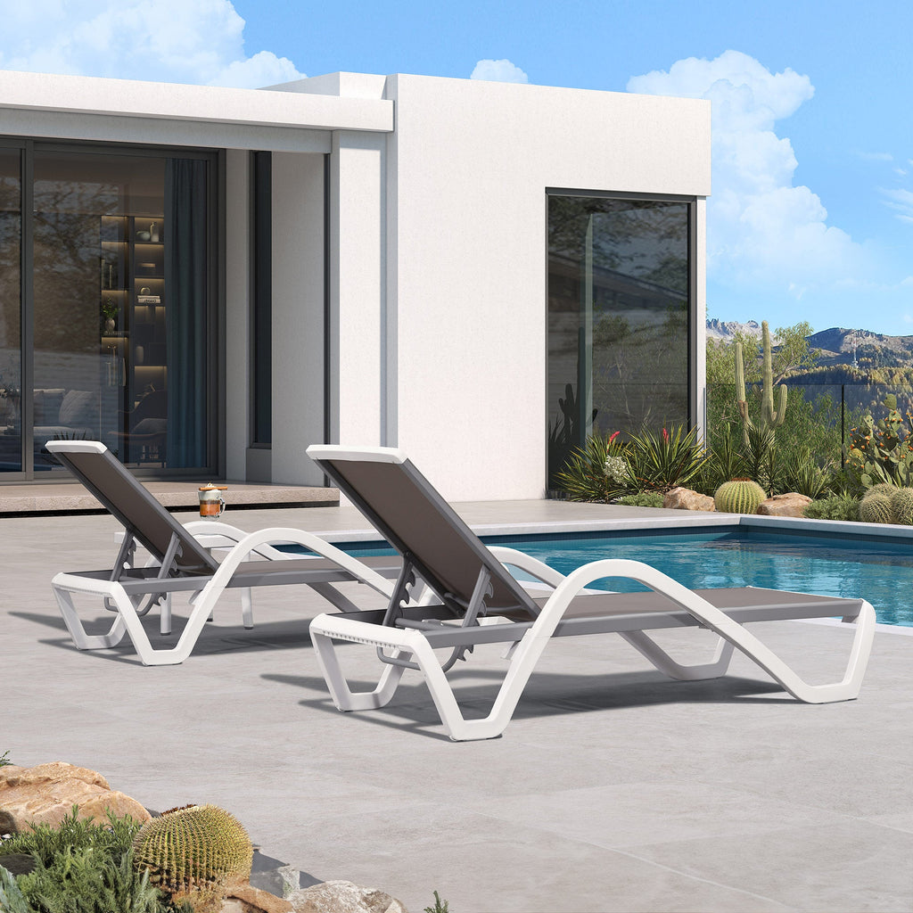 Clearance-PURPLE LEAF Patio Chaise Lounge Plastic Pool Outdoor Lounge Chair with Aluminum Frame Stackable Patio Tanning Chairs for Poolside Sunbathing Beach Deck Yard