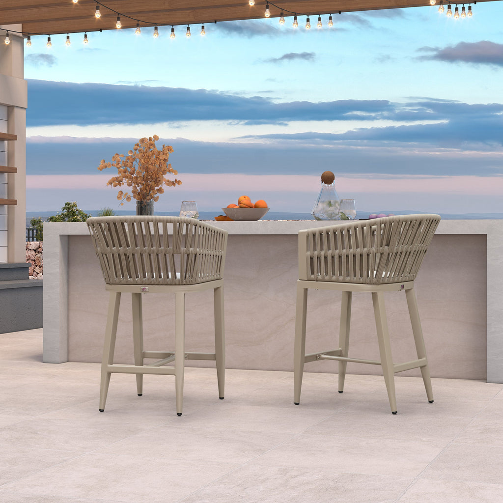 PURPLE LEAF Outdoor Bar Stools Set of 2 for Overweight Wicker Rattan Patio Barstools Woven Modern Bar Chairs with Backrest and Cushions for Garden Outside