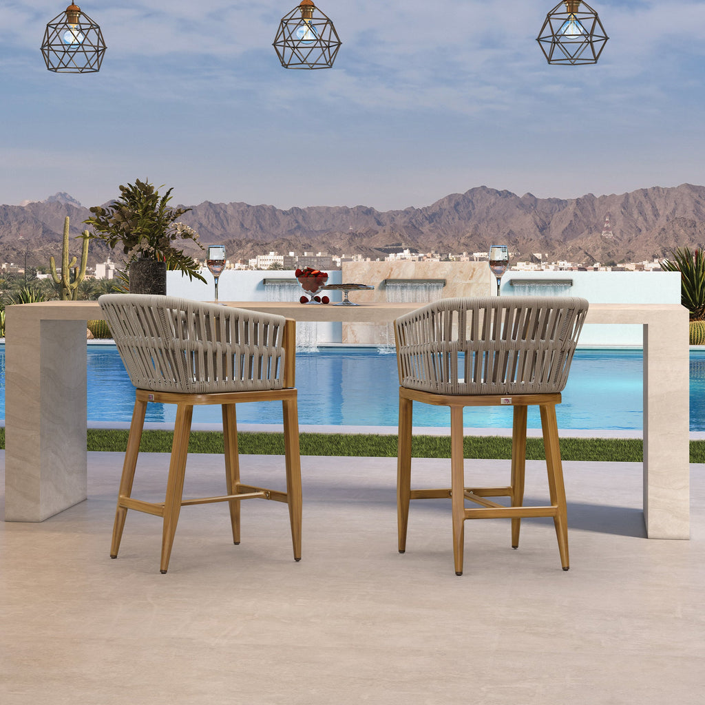 PURPLE LEAF Outdoor Bar Stools Set of 2 for Overweight Wicker Rattan Patio Barstools Woven Modern Bar Chairs with Backrest and Cushions for Garden Outside