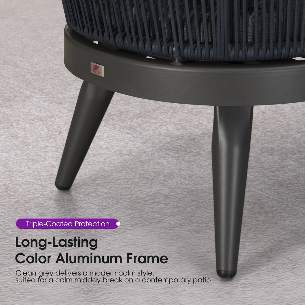 PURPLE LEAF Patio Chaise Lounge Elegant Aluminum Outdoor Lounge Chair with Pillow & Lumbar Support PE Rattan Backrest All Weather for Lawn Beach Backyard