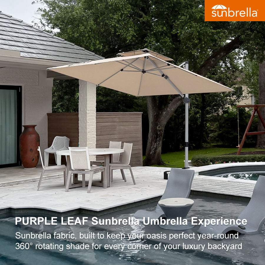 PURPLE LEAF – Parasol de terrasse Premium Classic SUNBRELLA déporté