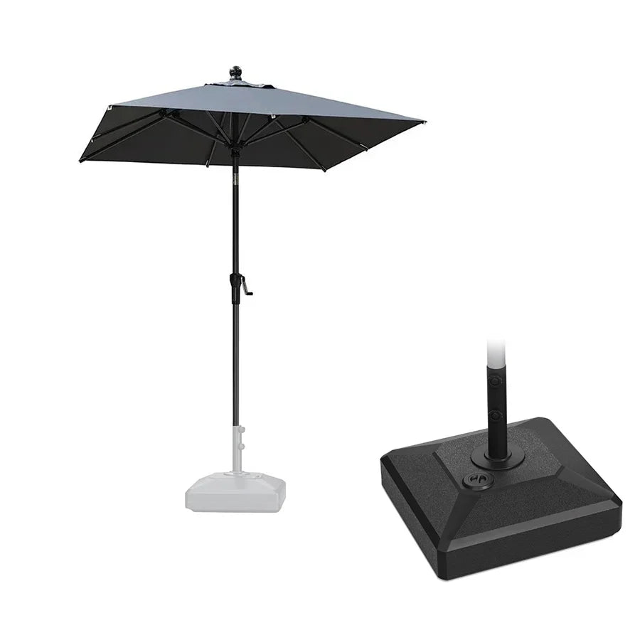 PURPLE LEAF – Parasol carré de table de terrasse avec manivelle, inclinaison et base pour jardin et porche