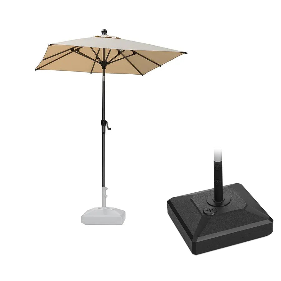 PURPLE LEAF – Parasol carré de table de terrasse avec manivelle, inclinaison et base pour jardin et porche