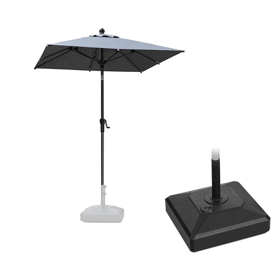 PURPLE LEAF – Parasol carré de table de terrasse avec manivelle, inclinaison et base pour jardin et porche