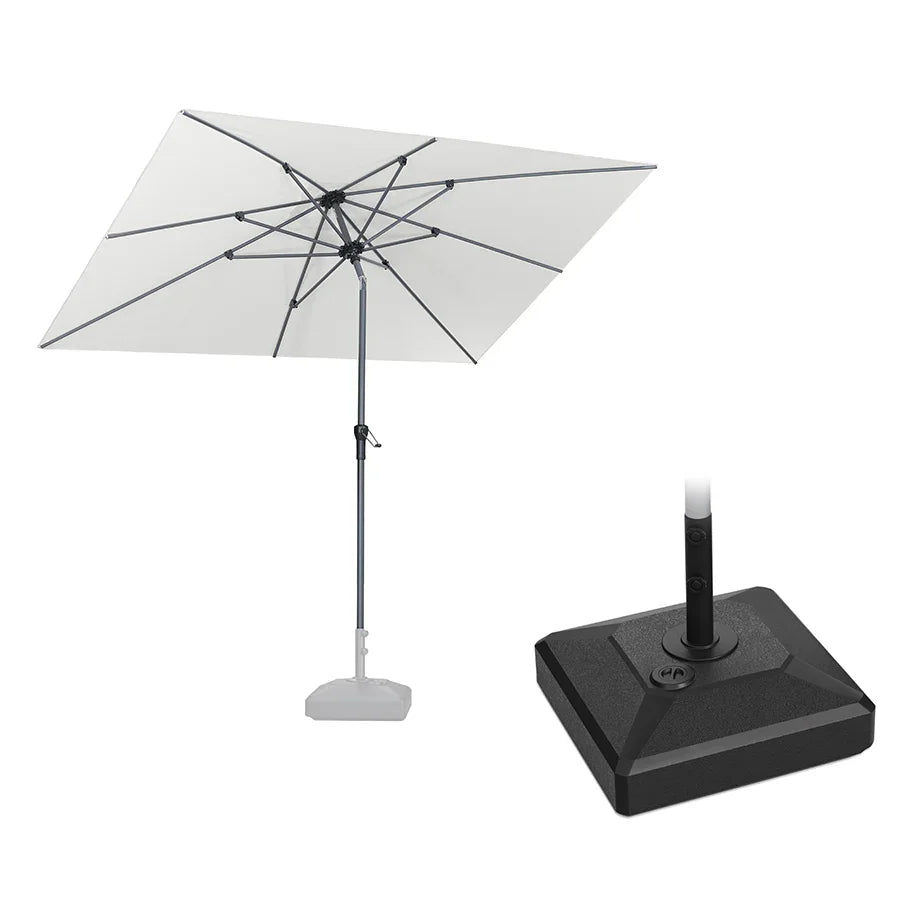 PURPLE LEAF Crank and Tilt Rectangular Outdoor Patio Market Umbrella with Base