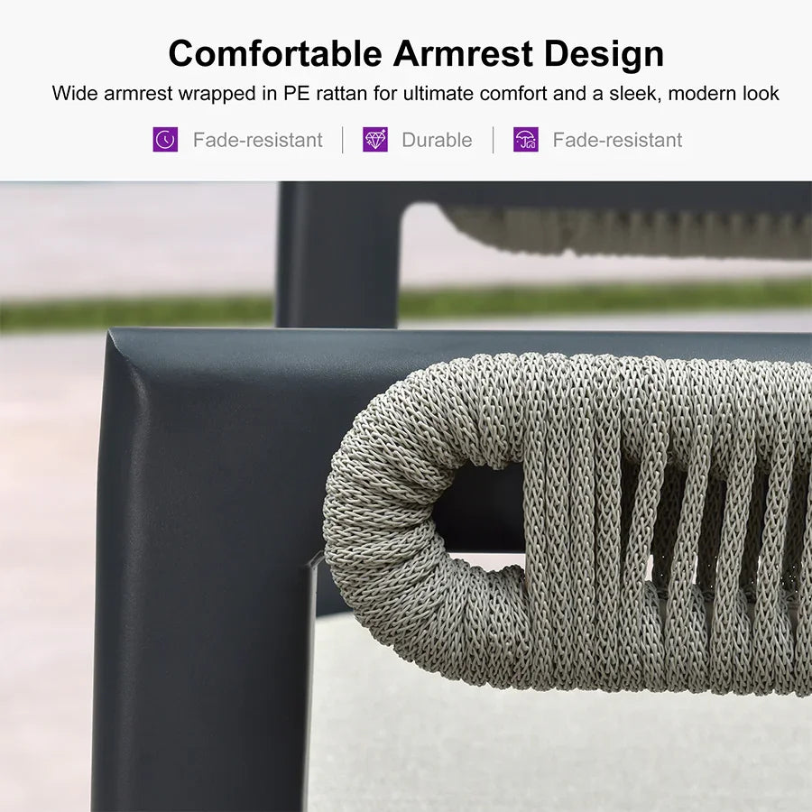 Clearance - PURPLE LEAF Outdoor Bar Stool Counter Stools Rattan Bar Chair with Back Aluminum Modern Barstools for Patio Garden Kitchen