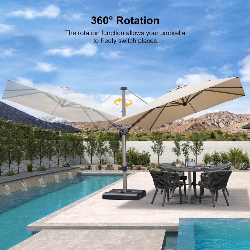 PURPLE LEAF Hailar Deluxe Aluminum Patio Umbrella with Base, Square and Rectangular Umbrella