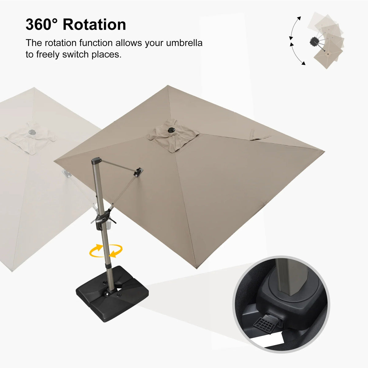 PURPLE LEAF Hailar Deluxe Aluminum Patio Umbrella with Base, Square and Rectangular Umbrella