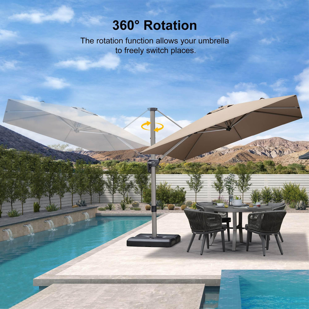 PURPLE LEAF Hailar Deluxe Aluminum Patio Umbrella with Base, Square and Rectangular Umbrella